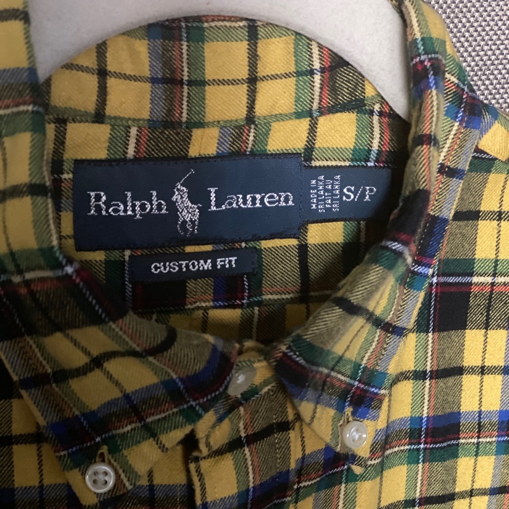 Polo Ralph Lauren Yellow Black Plaid Button Down
Shirt Tartan Size S